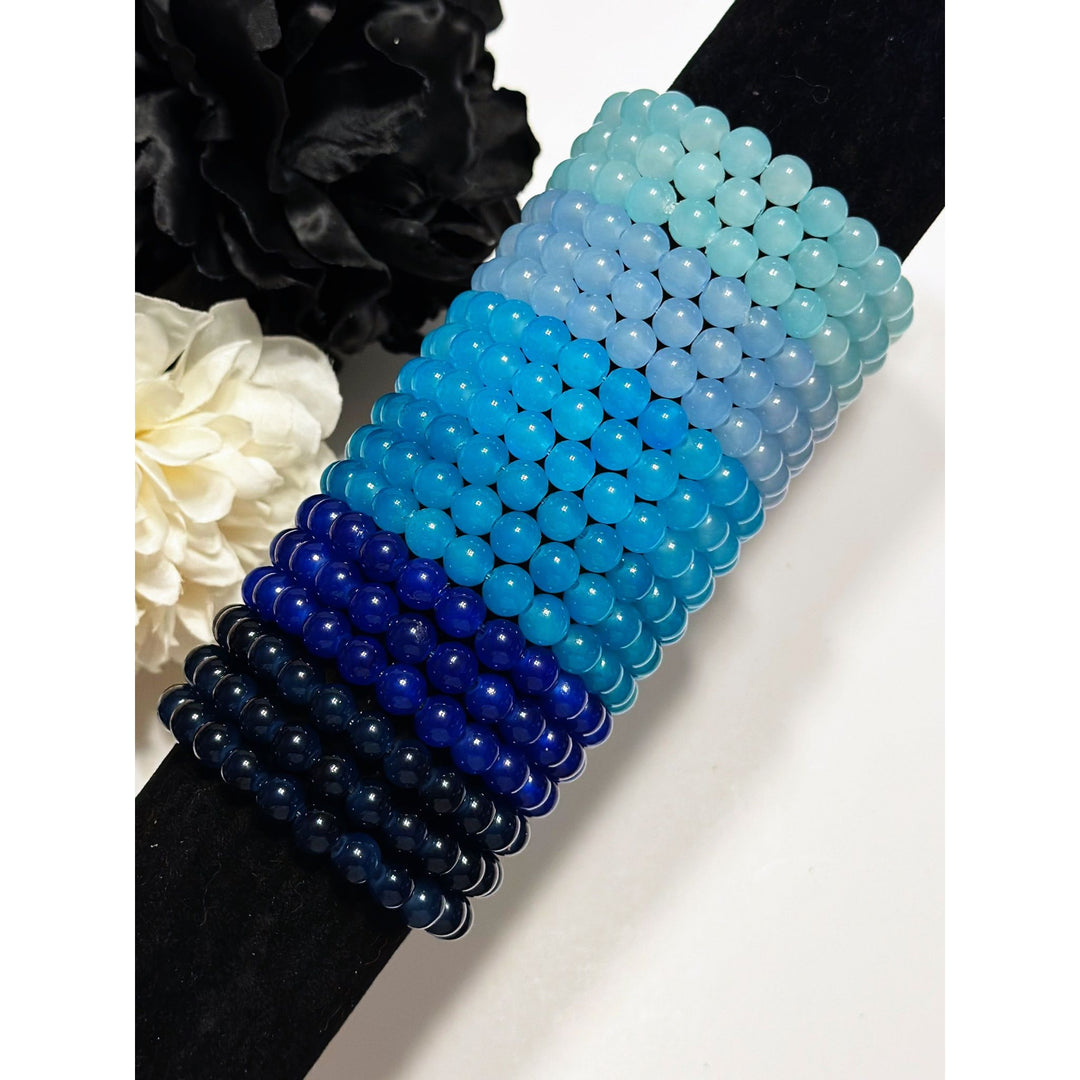Shades Of Blue Beaded Bracelets