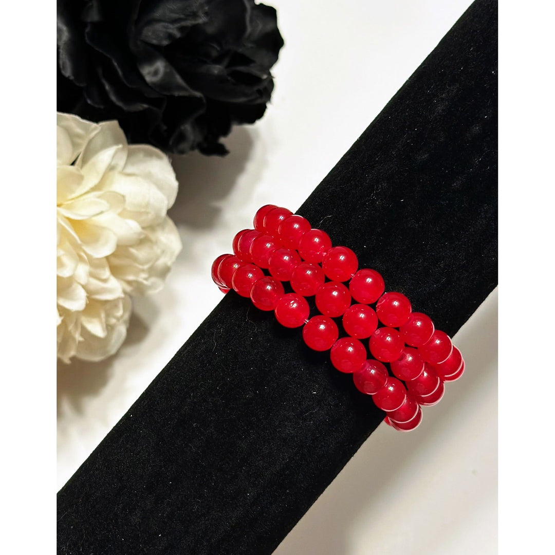 Shades Of Red Beaded Bracelets