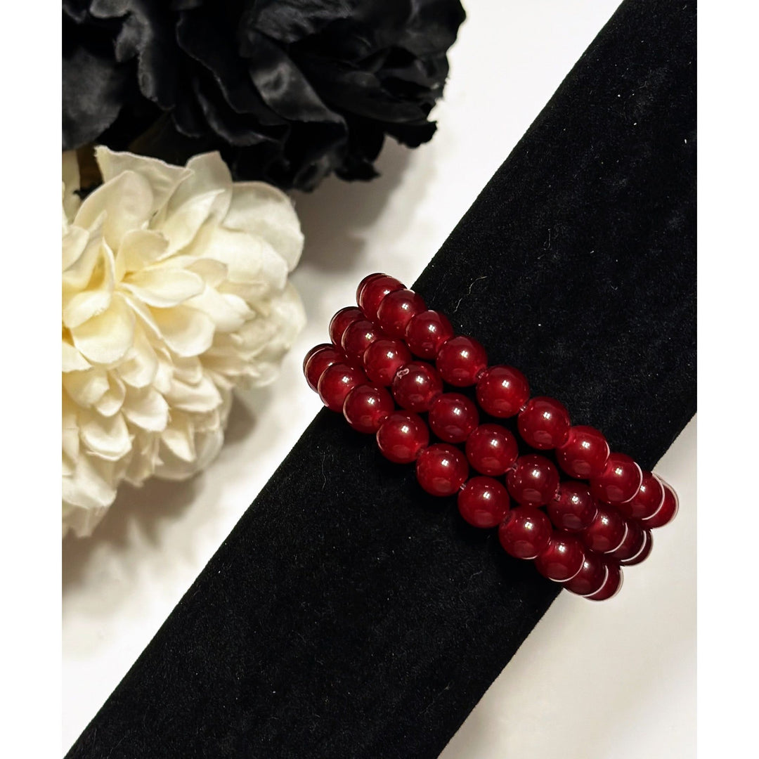 Shades Of Red Beaded Bracelets