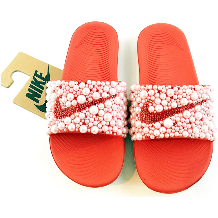 Custom Pearl Nike Slides