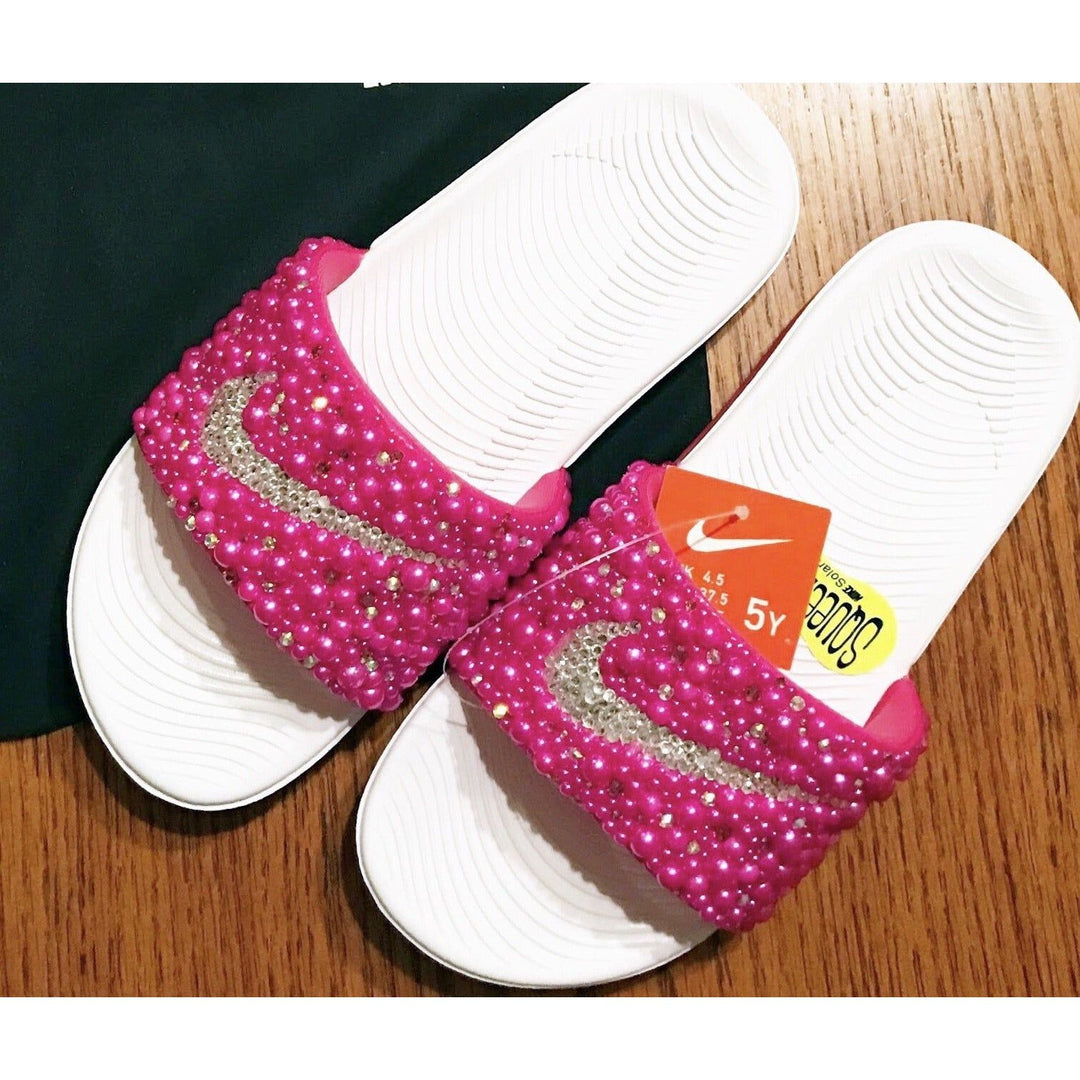 Custom Pearl Nike Slides
