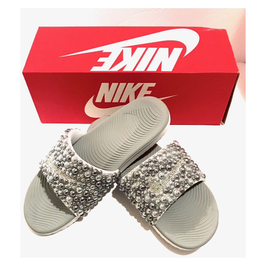 Custom Pearl Nike Slides