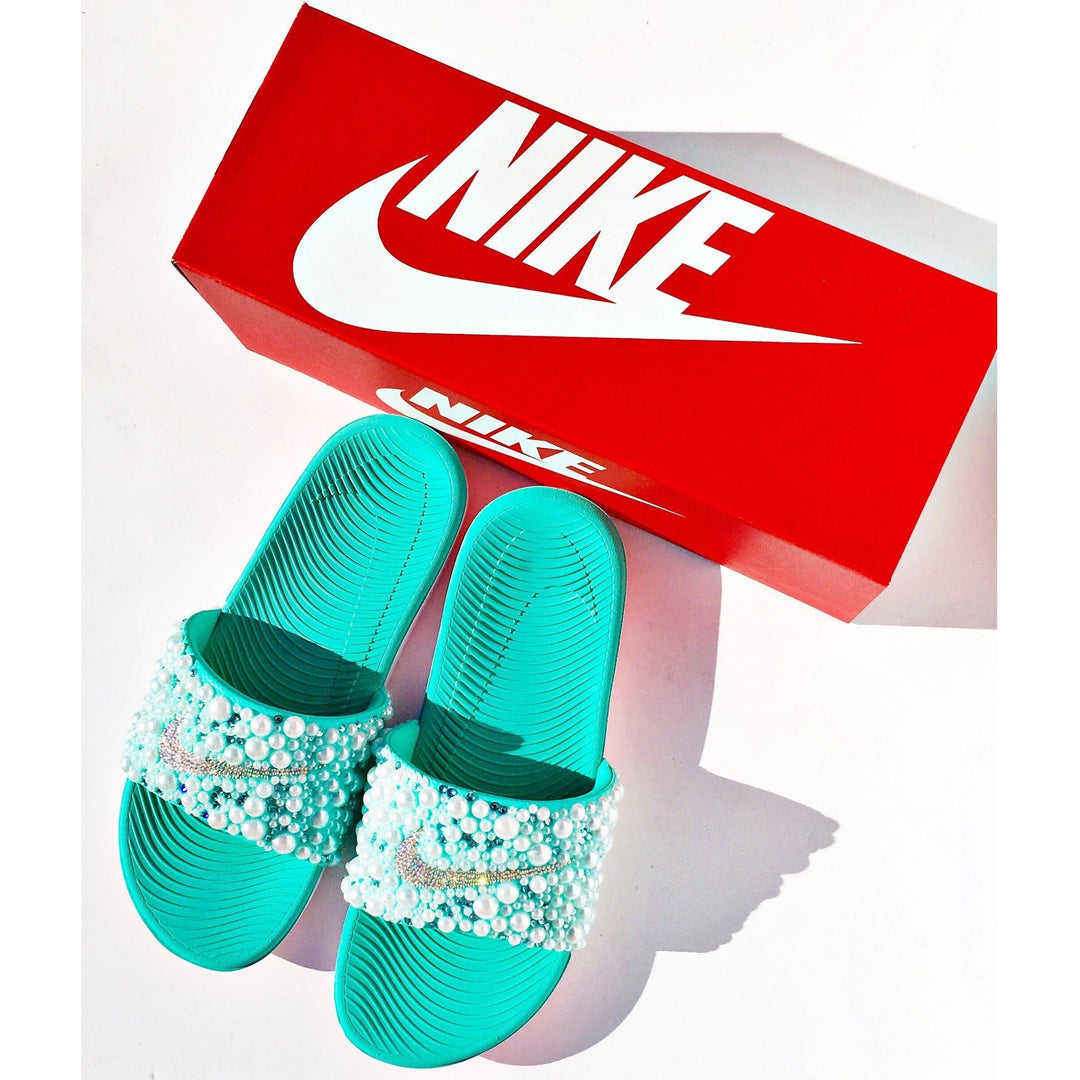 Custom Pearl Nike Slides
