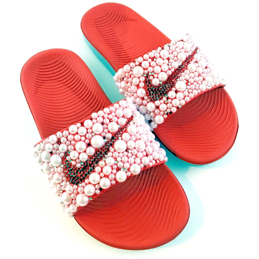 Custom Pearl Nike Slides