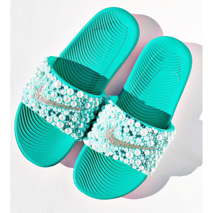 Custom Pearl Nike Slides