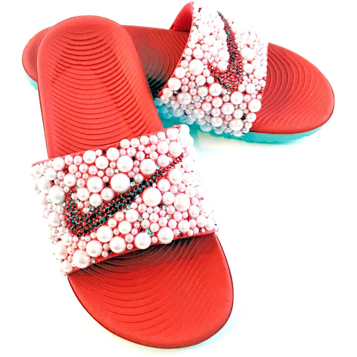 Custom Pearl Nike Slides