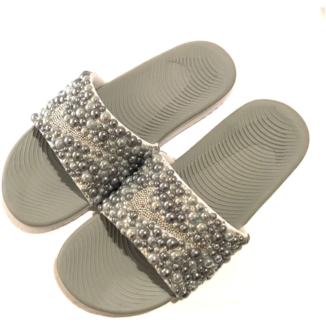 Custom Pearl Nike Slides