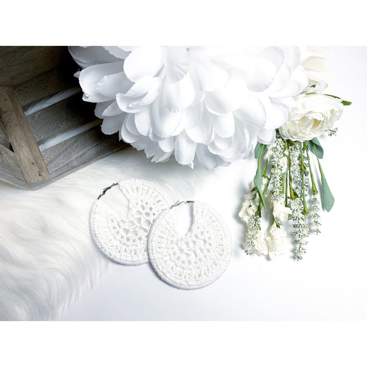 White Webbed Earrings