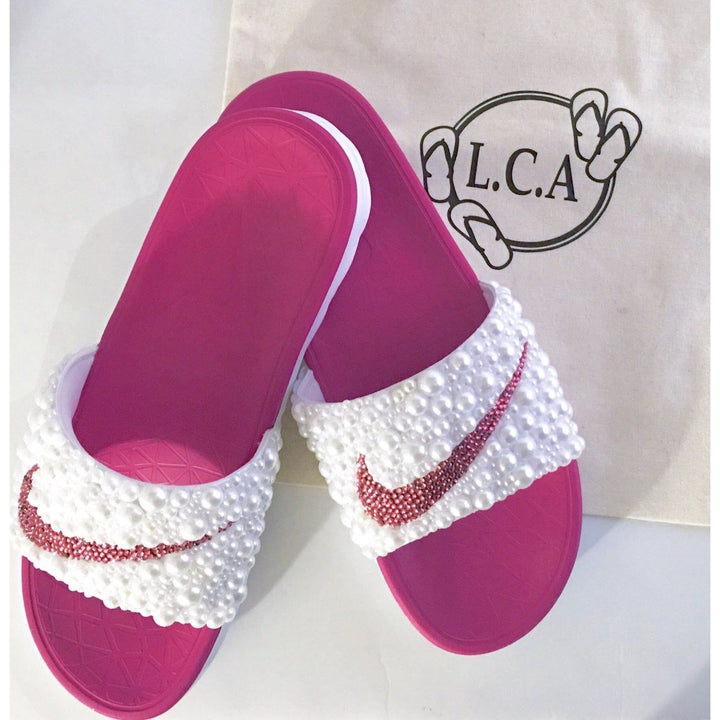 Custom Pearl Nike Slides