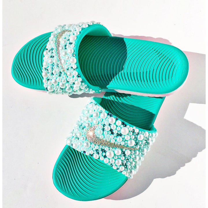 Custom Pearl Nike Slides
