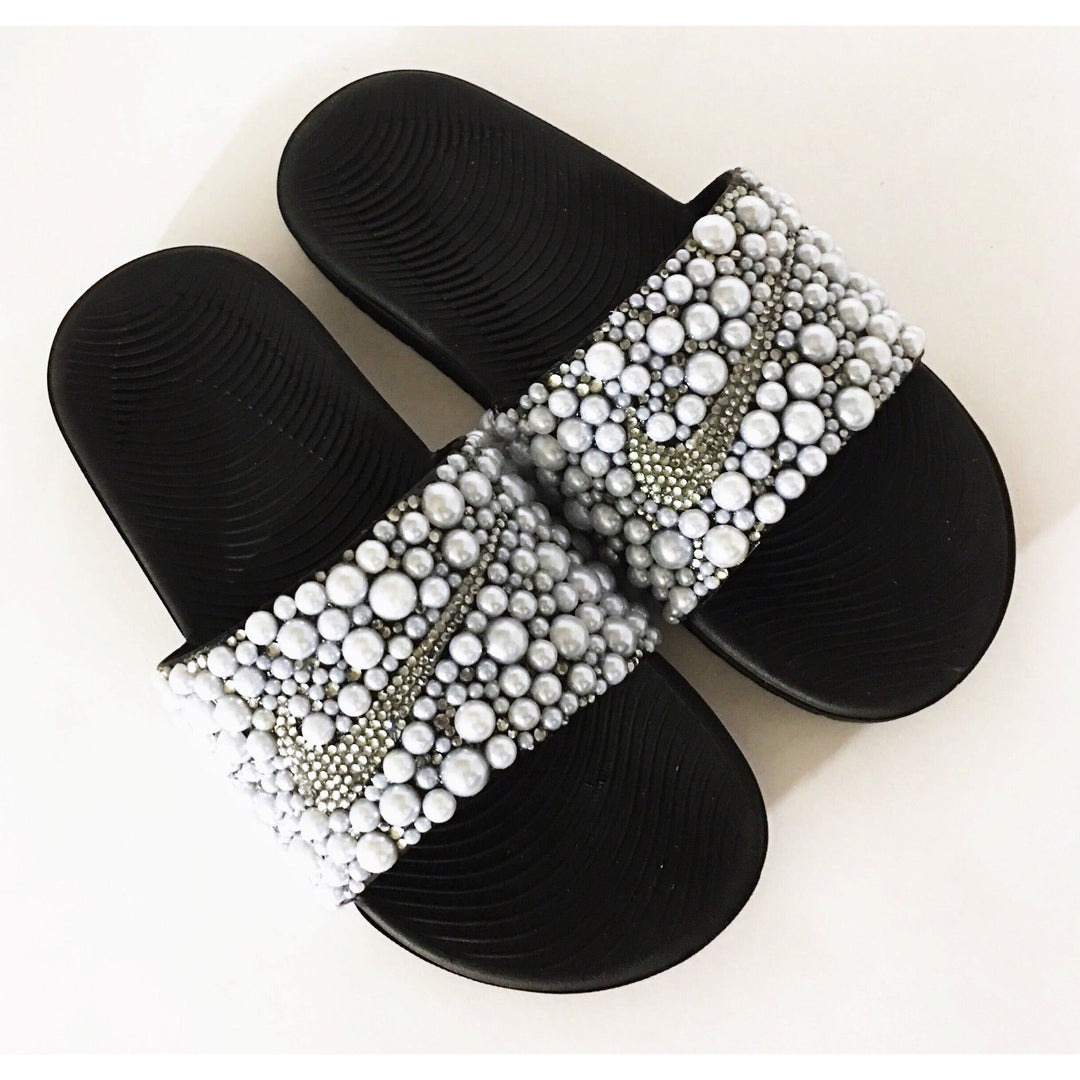 Custom Pearl Nike Slides