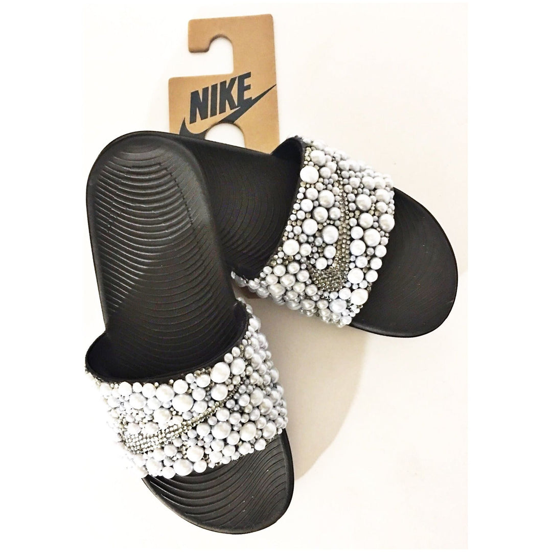 Custom Pearl Nike Slides