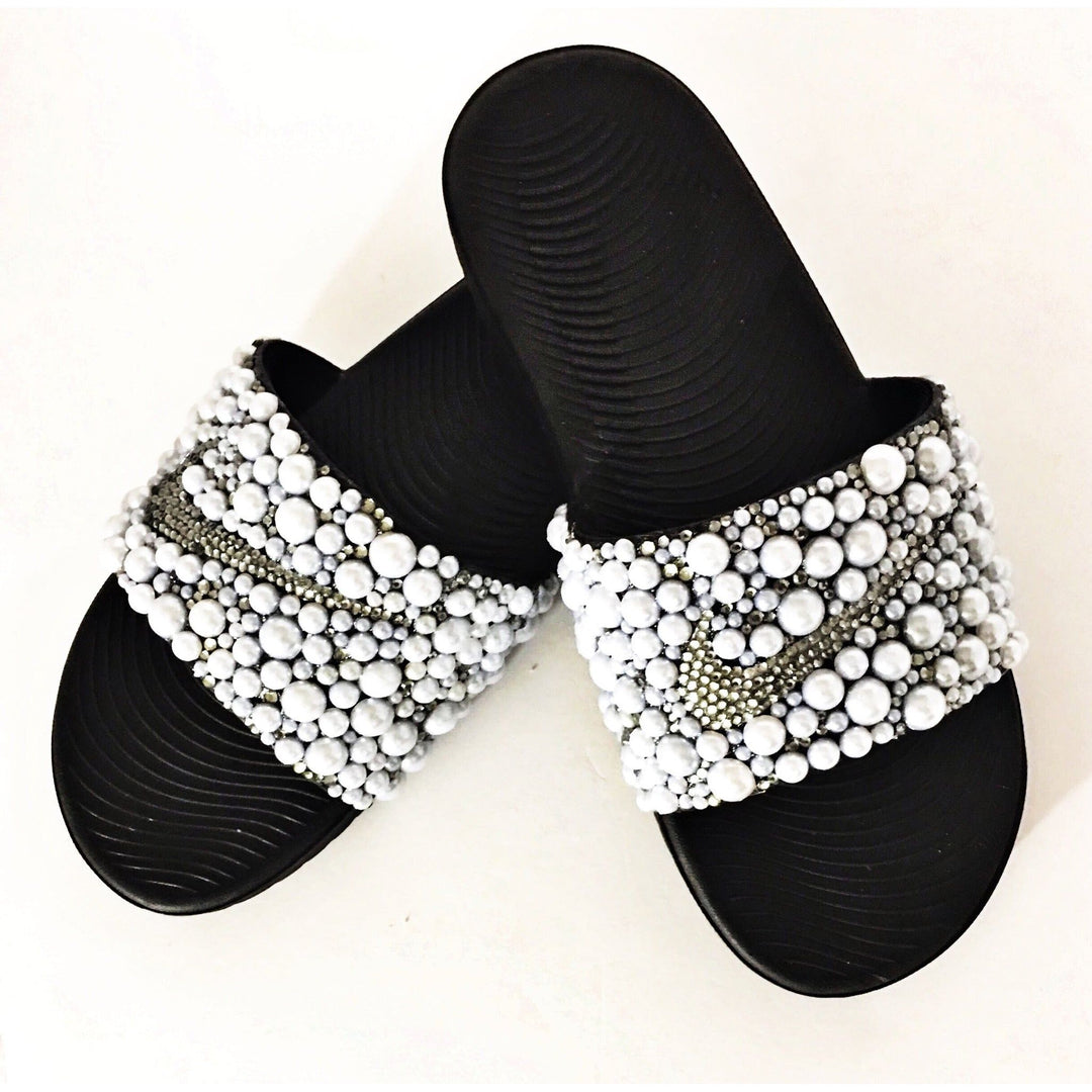 Custom Pearl Nike Slides