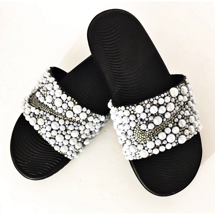 Custom Pearl Nike Slides