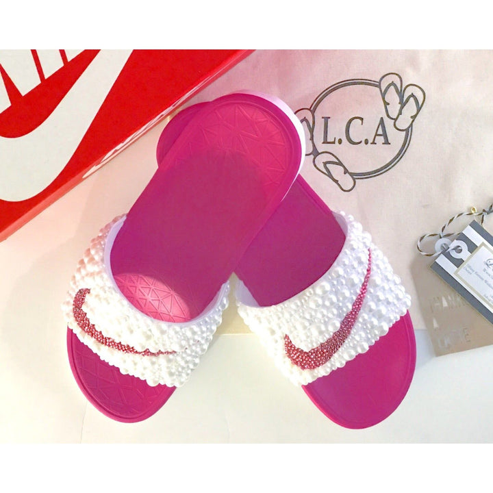 Custom Pearl Nike Slides