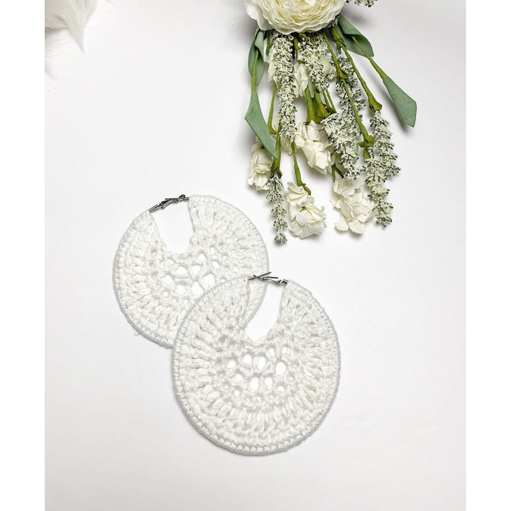 White Webbed Earrings